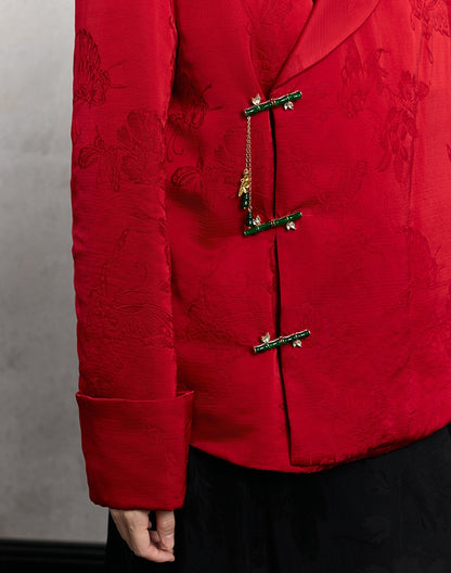 HECO Loose Butterfly Dark Grain Jacquard Thick Jacket - essie.