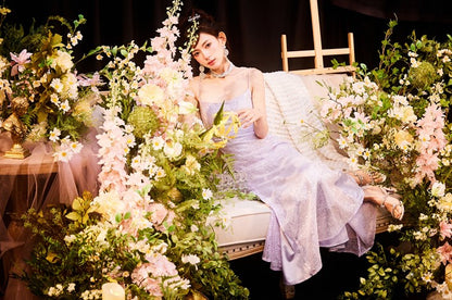 DOLLY Elegant Purple French Style Sleeveless Sequin Backless Long Evening Dress-WILLOW   (V)