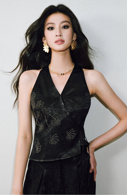 WANGXO  Cross-Strappy Top Relaxed Pants and Statement Silhouette Suits Set -ZAYA