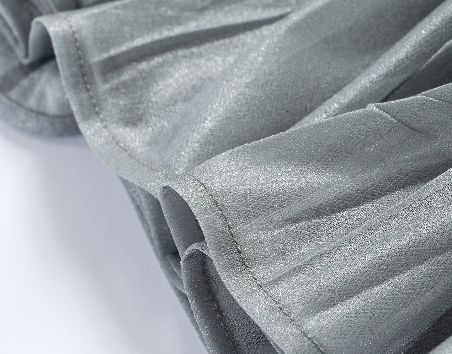 WANGXO |High-Waisted Umbrella Hem Romantic Skirt with Luxe Shimmer-LINA