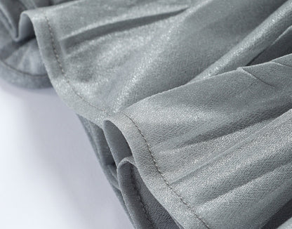WANGXO |High-Waisted Umbrella Hem Romantic Skirt with Luxe Shimmer-LINA