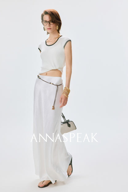 ANNASPEAK cut slightly wrinkled NAIA acetic acid slimming top mermaid skirt-NANA.