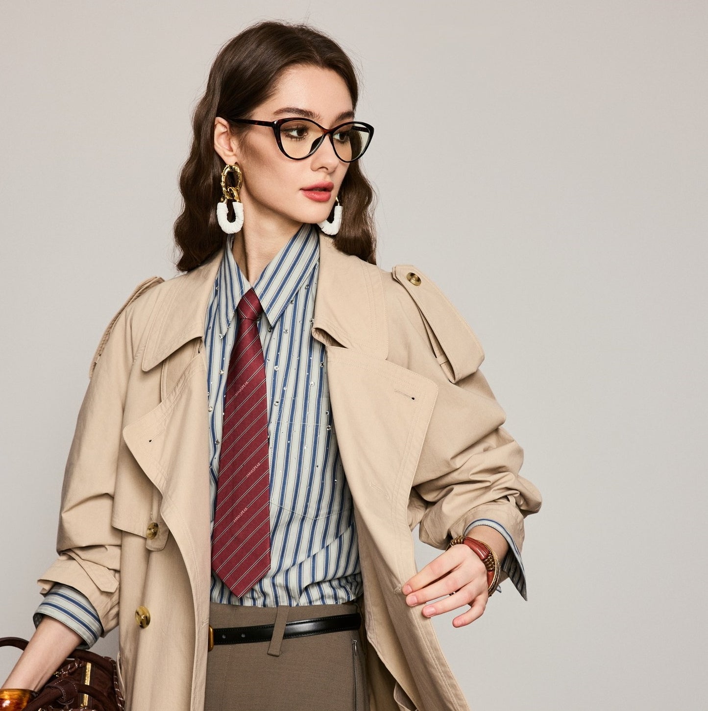 ANNASPEAK  LOGO print knot-free tie -ICE.