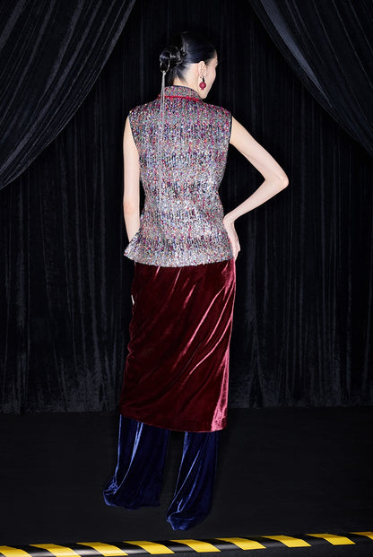 M essential Ma Kai designer Yao Ye embroidered fabric slim side vest - LAPT.