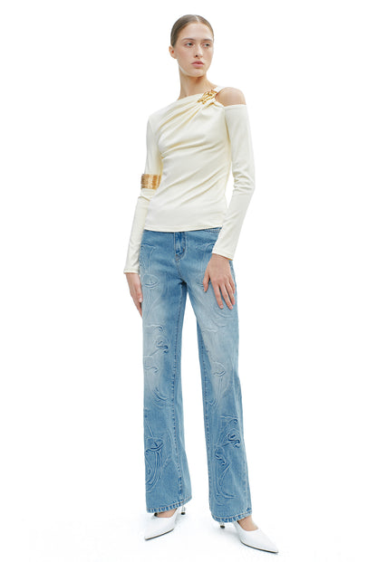 YES BY YESIR | Calla Lily Monroe Layered Jeans -VIANELLE.