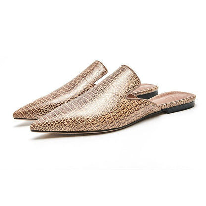B-FEI Simple lizard pattern mules pointed leather shoes-PLIM.