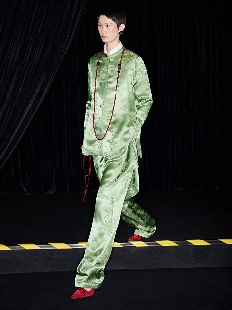 M essential Mackay luxury Jacquard stand-up collar shirt skirt pant set - eleven