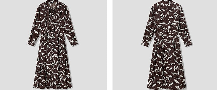COMME MOI Lu Yan designer's new women's printed pleated silk streamer dress - LUCKY.
