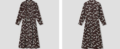 COMME MOI Lu Yan designer's new women's printed pleated silk streamer dress - LUCKY.