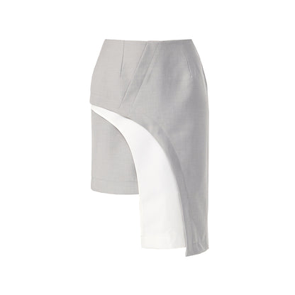 TINY IN curved hem layered gray black skirt -XANDER