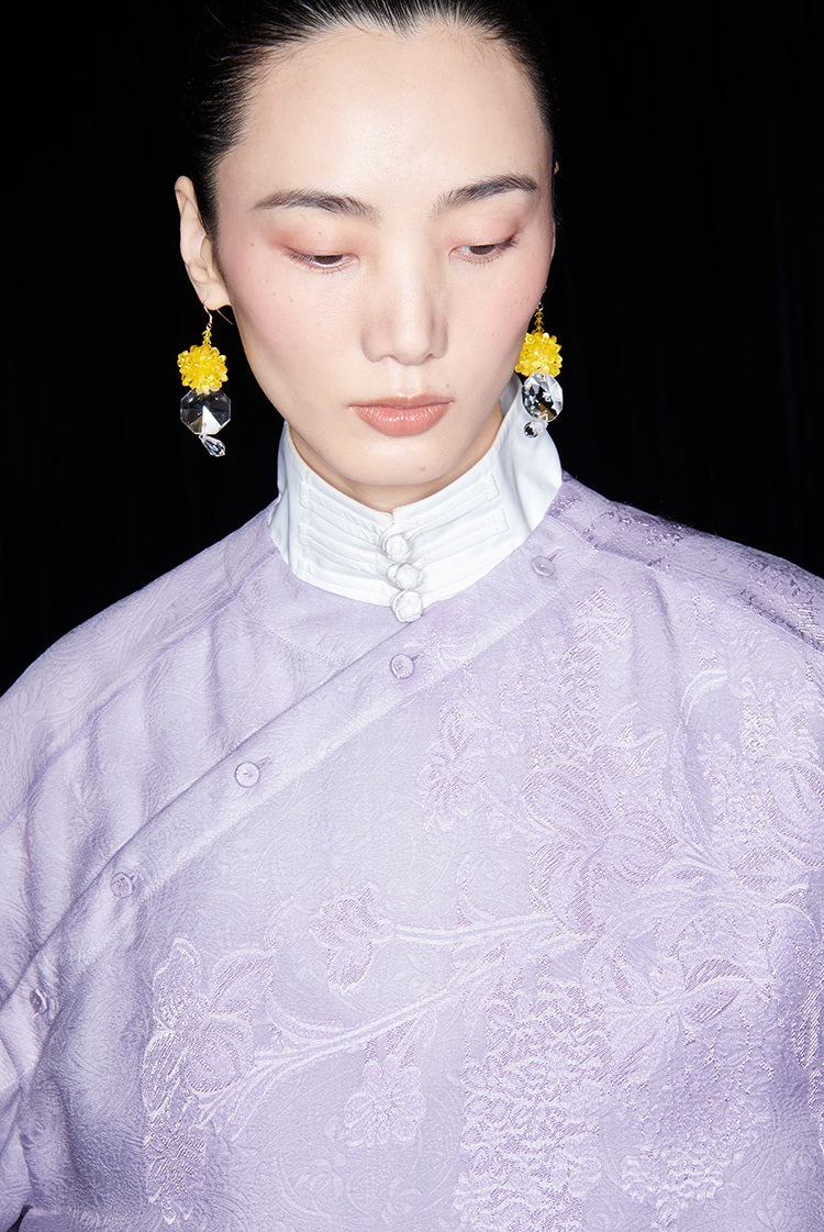 M essential Mackay designer taro jacquard silhouette placket shirt - JESSY.