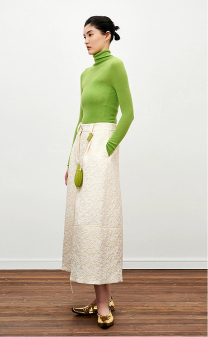 ZHUCHONGYUN Green Turtleneck Slim Knit Top-ARSENE.