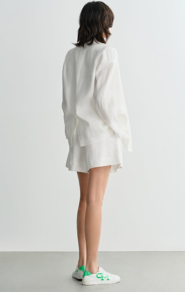 COMME MOI summer women's white linen shorts - DOMINUS.