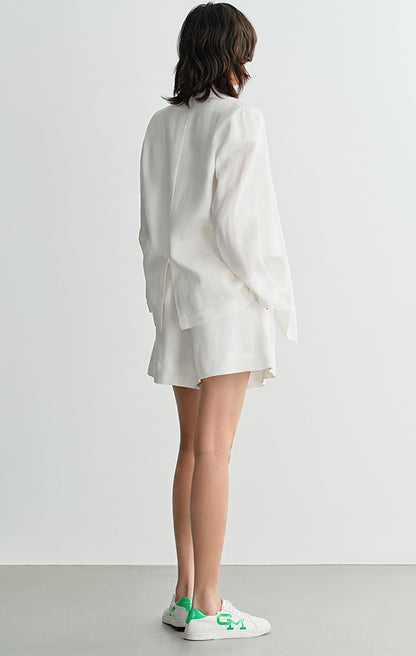 COMME MOI summer women's white linen shorts - DOMINUS.