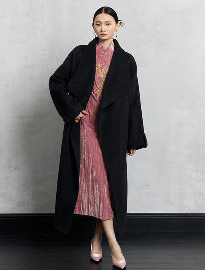 HECO Winter Thickened Warm Lapel Double-sided Woolen Long Wool Coat - loyal.