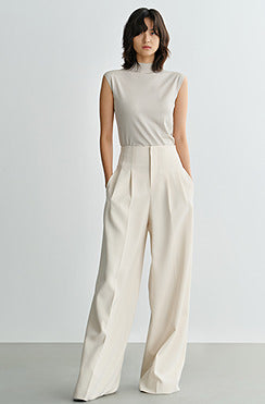 COMME MOI small cap sleeve semi-high neck knitted top - MADISON.