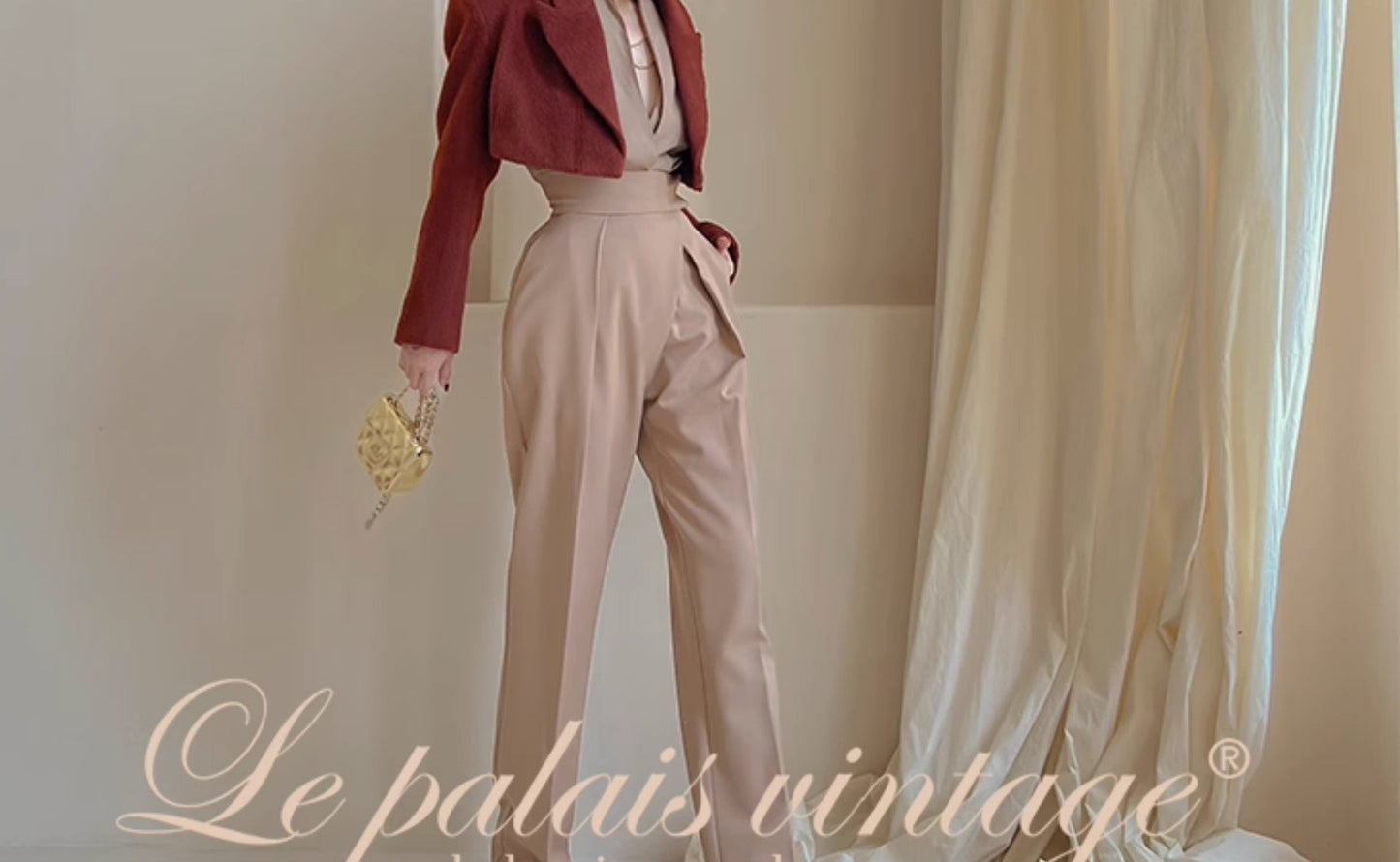 Le palais vintage Merlard style tweed short jacket high-waisted A-line short skirt-LAIR.
