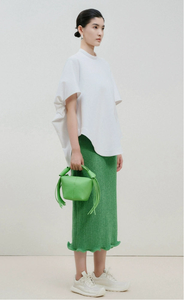 ZHUCHONGYUN spring turquoise fashion commuter wave skirt-ASADA.