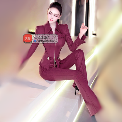 VJE  top bell-bottoms two-piece set OL suit for women-ARA.