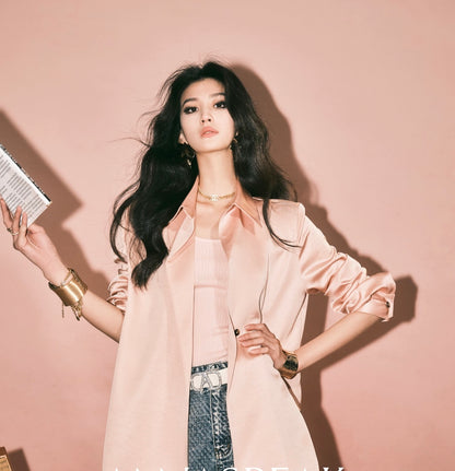 ANNASPEAK  lapel pink shirt-FLIN.