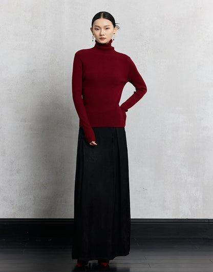 HECO Plain Base Layer Top High Neck black white red apricot Long Sleeve Knit Sweater - nice.