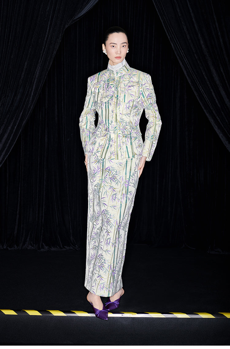 M essential Mackay designer jacquard tunic jacket pencil skirt suit set - Qizhu