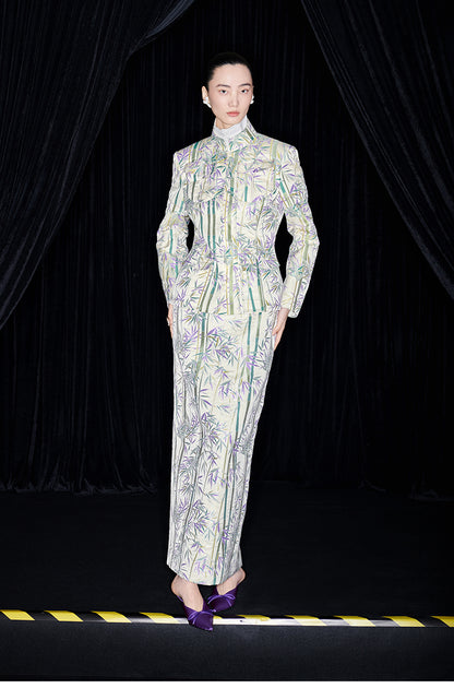 M essential Mackay designer jacquard tunic jacket pencil skirt suit set - Qizhu