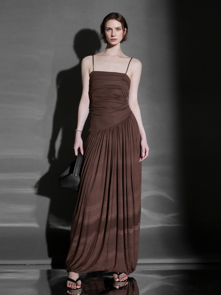 PIAOIN design pleated bandeau  women's cross-cut premium sundress -ARABELLA