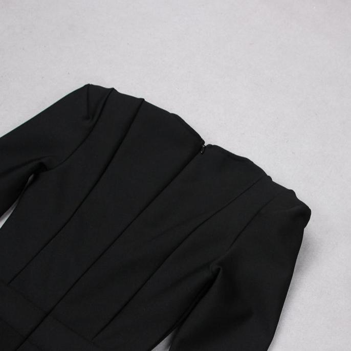 DOLLY Luxury Retro Style Square Collar Long Sleeve Slim Fit Dinner Dress-CAHTIE