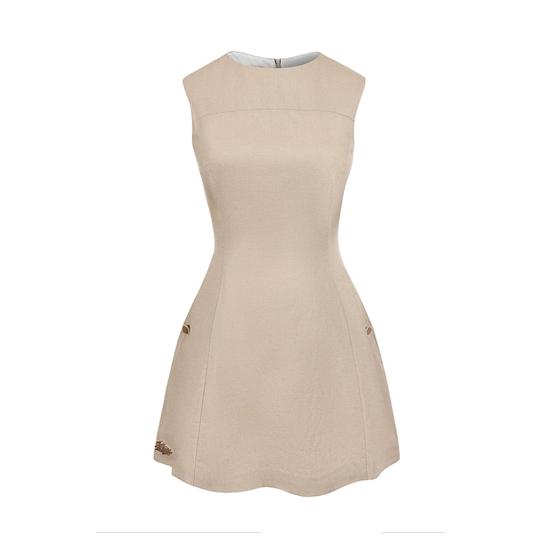 Le Palais  cotton and linen slim dress-DAN