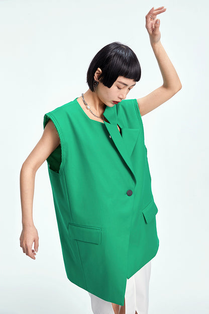 TINY IN misaligned collar silhouette midi vest women's suit -DODO