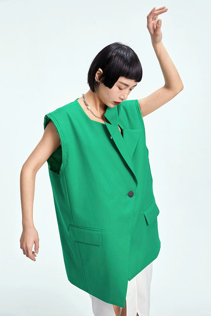 TINY IN misaligned collar silhouette midi vest women's suit -DODO