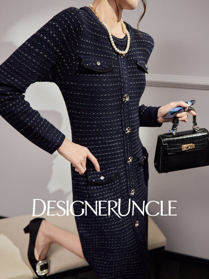 DGU "Gilded Blue" new French fragrance style slimming royal blue dress - Joseph.