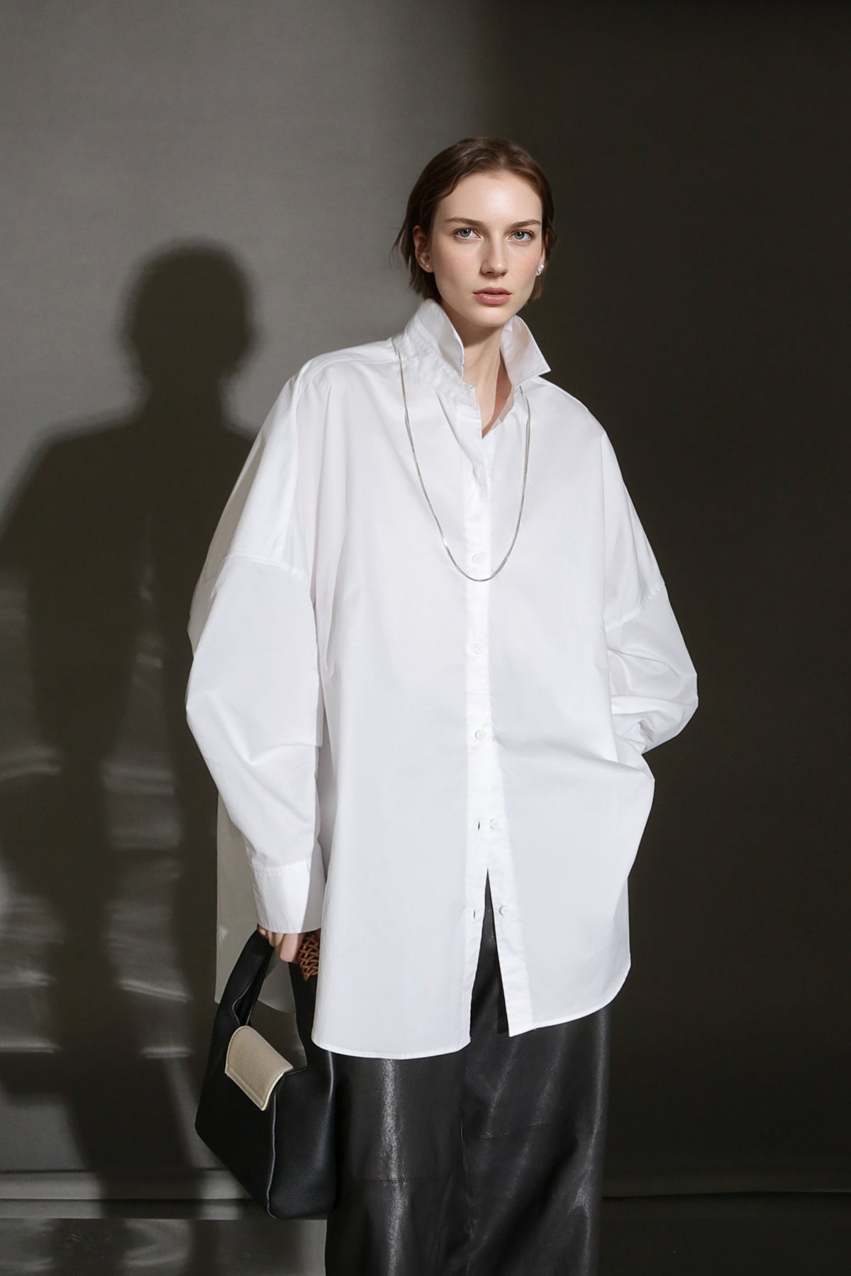 PIAOIN minimalist silhouette commuter shirt oversize versatile loose luxury -COX.