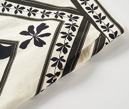 COMME MOI Lv Yan designer summer  black and white printed tassel straight-leg pants - KAIN.