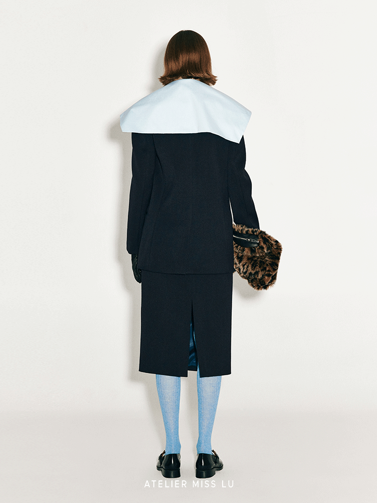 ATELIER MISS LU Double-breasted Vintage Sheep Wool Blazer - ALLEN.