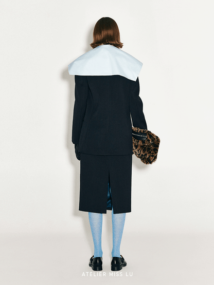 ATELIER MISS LU Double-breasted Vintage Sheep Wool Blazer - ALLEN.
