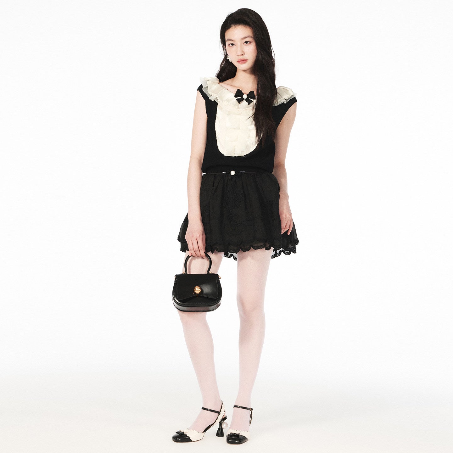 FAME organza coil rope embroidered short skirt - PAISLEY