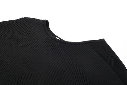 ZHUCHONGYUN Black Loose Drop Shoulder Design Knitted Dress--GRELL.