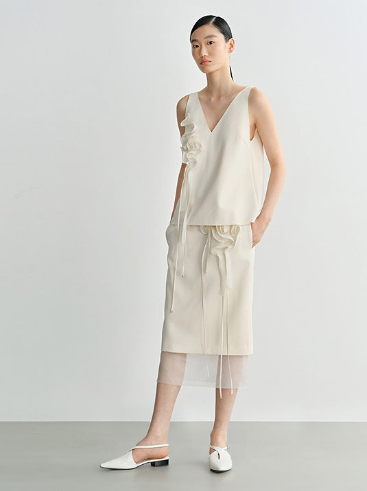 COMME MOI Lv Yan Designer Summer New Dribble Halterneck Dress Set - POSEY.