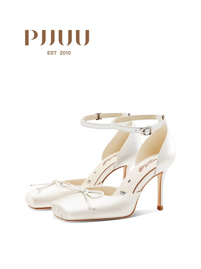 PJJUU white ballet style high heeled shoes - JEEH.