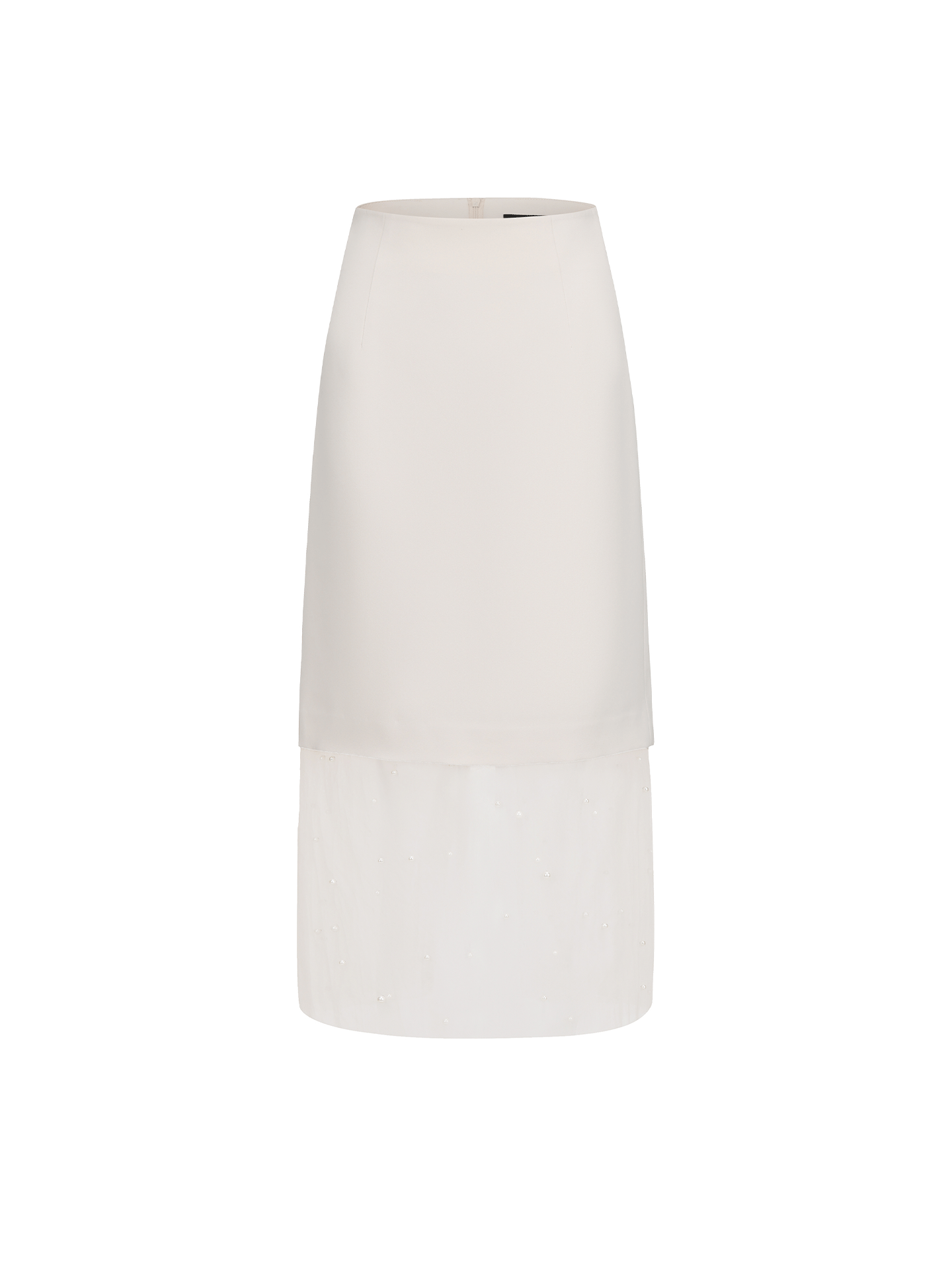 ATELIER MISS LU Pearl Embellished Gauze Spliced Straight Skirt - DRY.