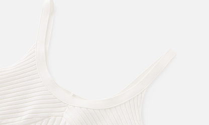 ZHUCHONGYUN summer white ribbed knit top-FIRO.