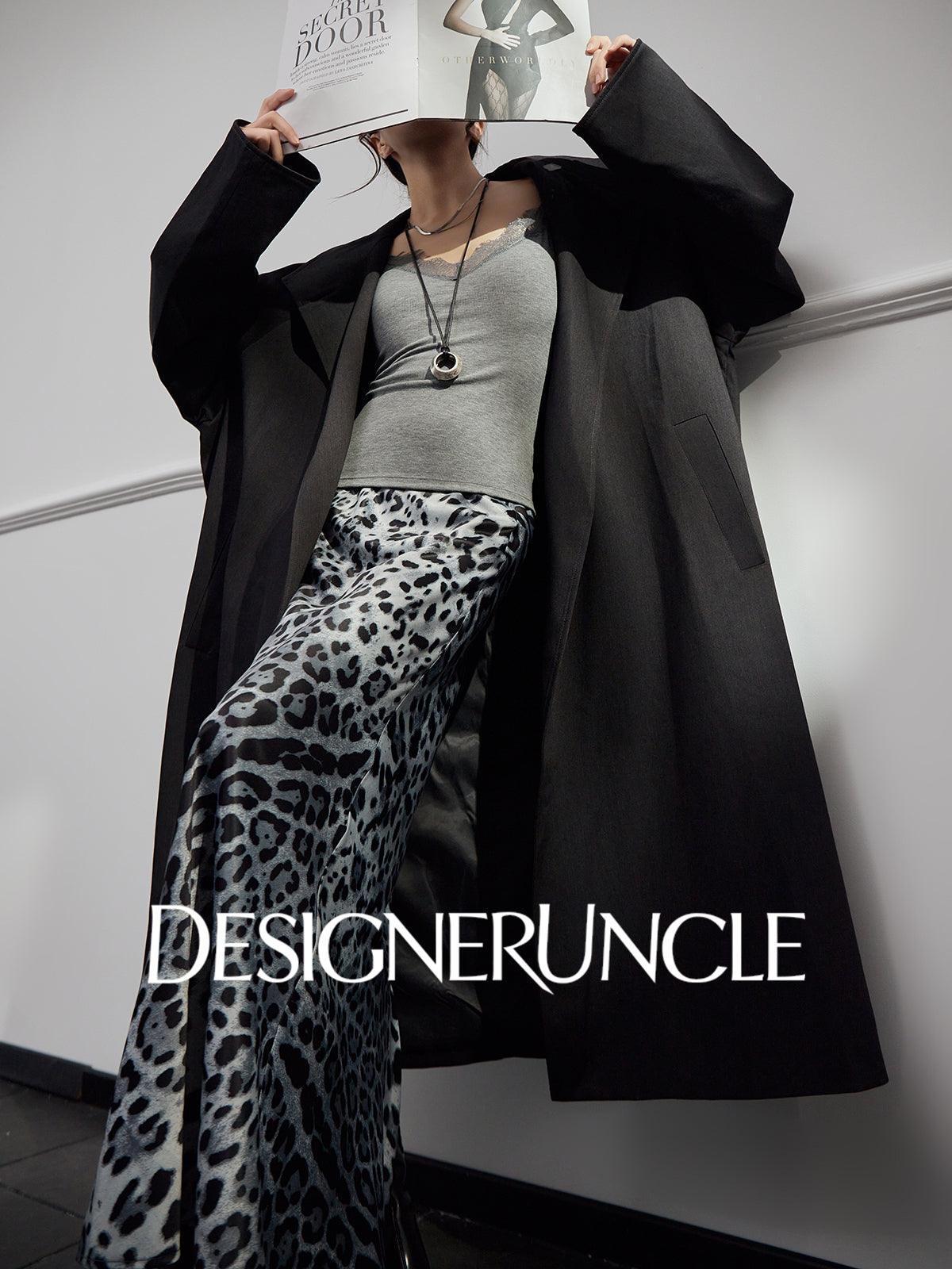 DGU|Matte Gray Trench Coat Satin Fashion High-end Loose Slimming Mid-Length Jacket - Antonia.