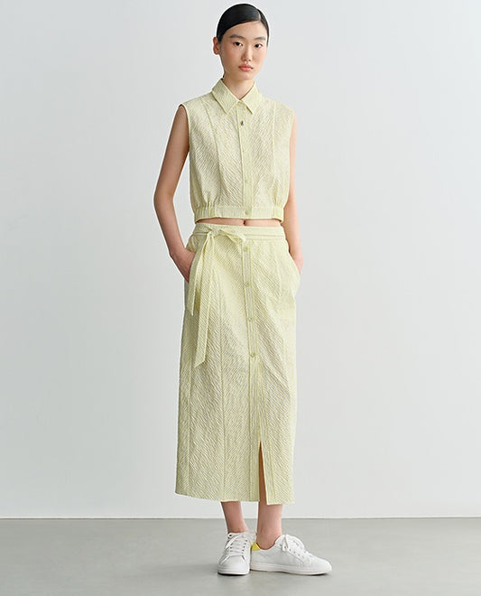 COMME MOI  sleeveless striped short shirt - TIMOTHY.