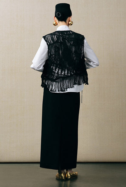 ZHUCHONGYUN Chinese diagonal strap long-sleeved white shirt -EJAE.