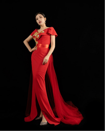BAISHA New evening banquet host niche high-end temperament slim dress- TAKE.