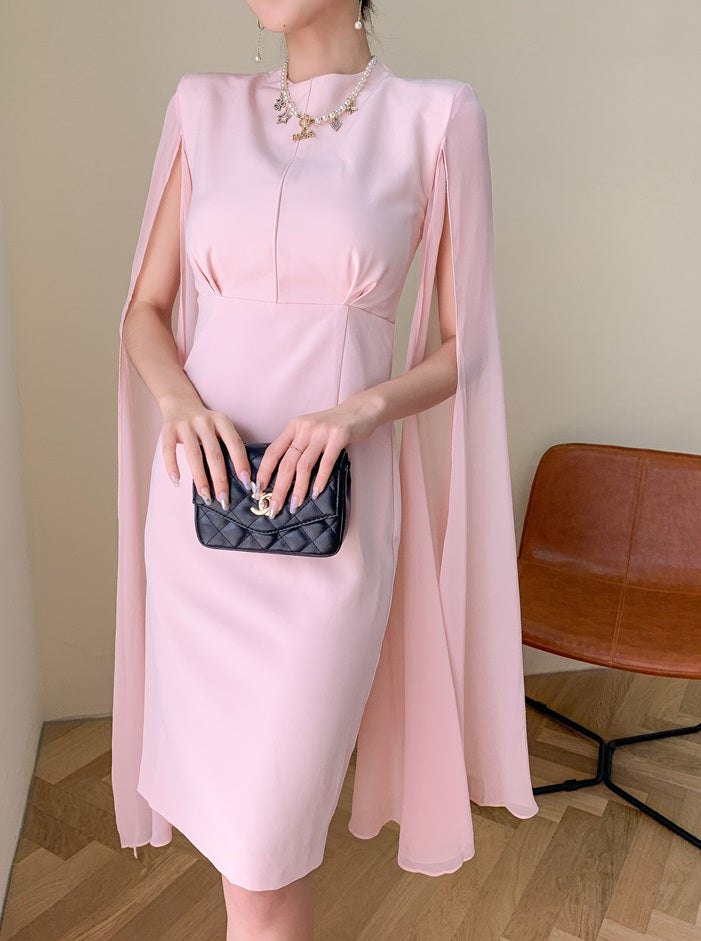 DOLLY Elegant Crew Neck Sleeveless Drape High Waist Wedding Guest Dress-LUNA