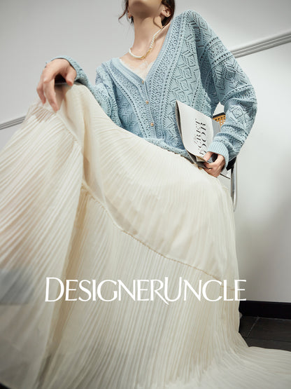 DGU "Cloud Weaving" blue knitted sew carved air quality versatile simple jacket - BEAR.