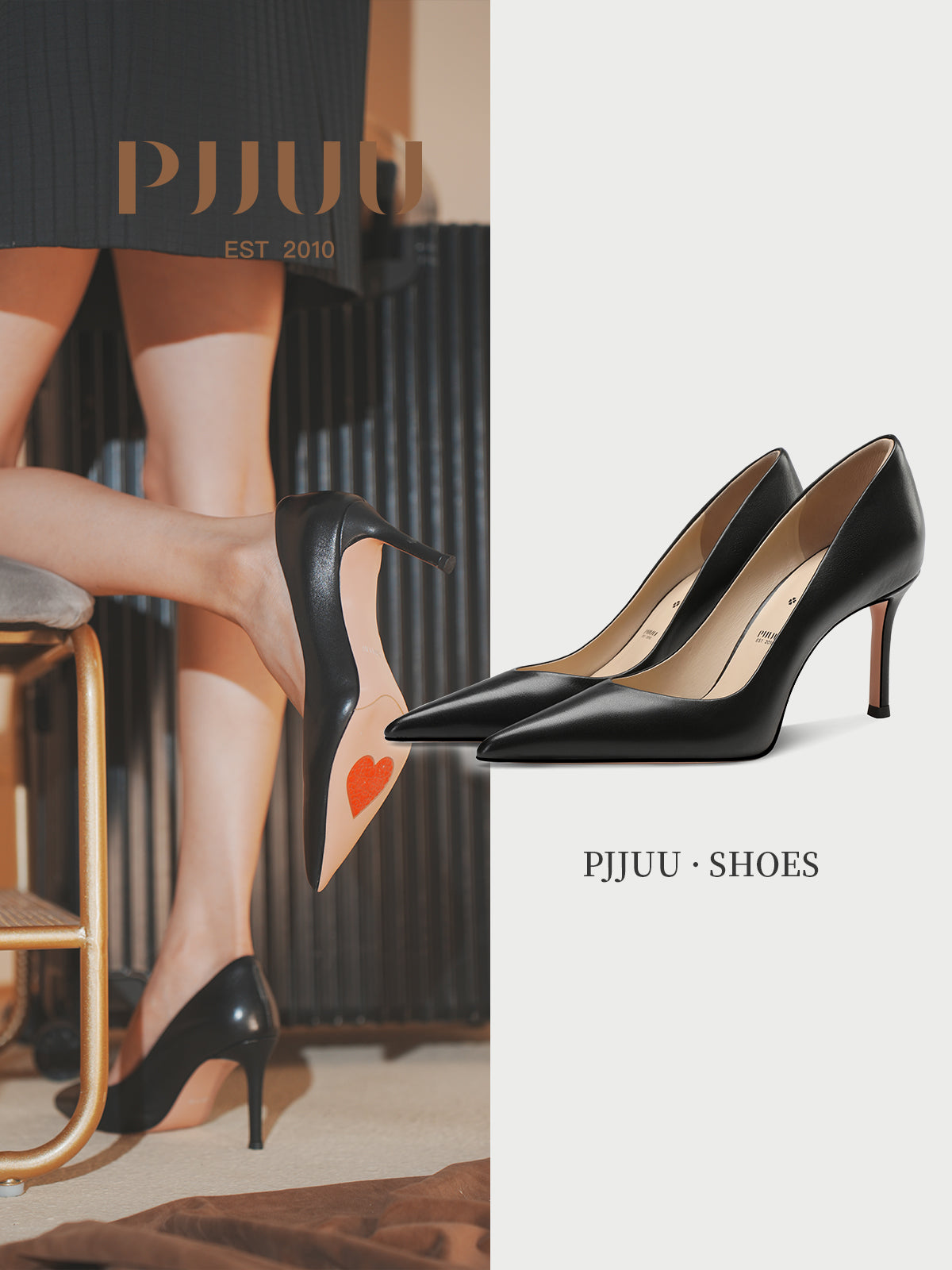 Pjjuu Black Professional Soft Leather Women's Stiletto pumps - DANIEL